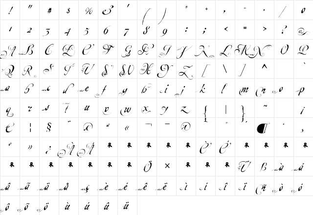 EscritaInicial Regular  glyph index