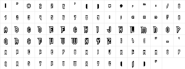 Dracula Fort Regular  glyph index