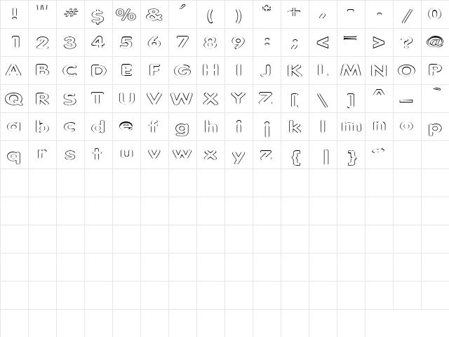 Noodles 5 Regular  glyph index