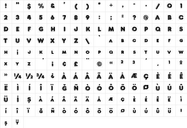 Frank Highlight Regular  glyph index