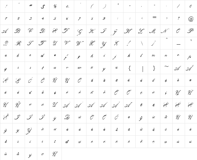 VI Bach Mai Normal  glyph index