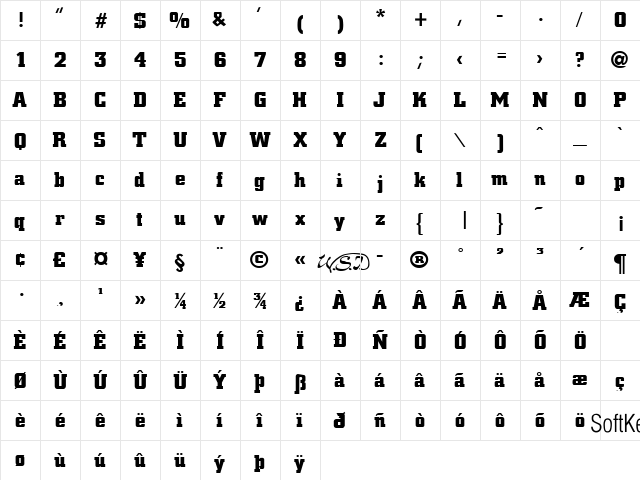Civic Black Regular  glyph index
