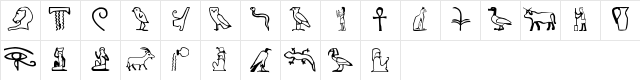 Pharaoh Regular  glyph index