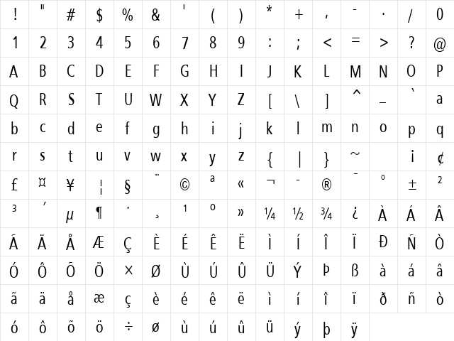 Gilliam 2 Normal  glyph index