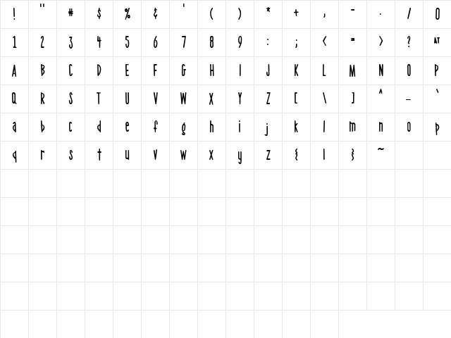 LD Tall Tale Regular  glyph index