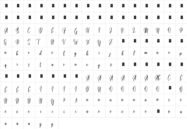 Amstallova Normal  glyph index