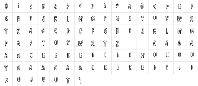 Fifth Grader Regular  glyph index
