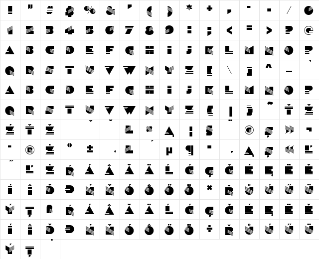 SinaloaDEE Regular  glyph index