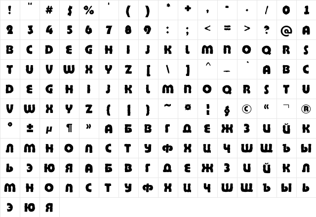 a_BighausTitulBrk ExtraBold  glyph index