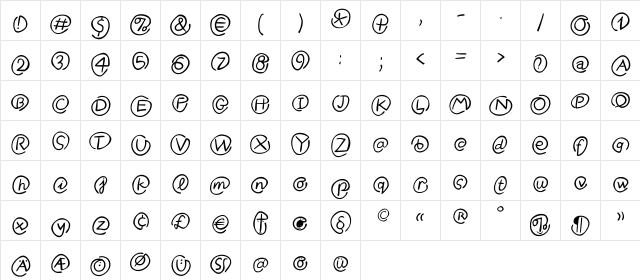 Klammeraffen Medium Italic  glyph index