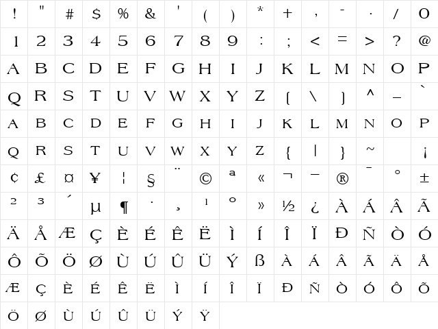 AmalcanExpert Normal  glyph index