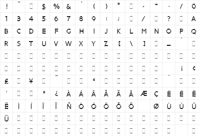Strobos LET Plain  glyph index