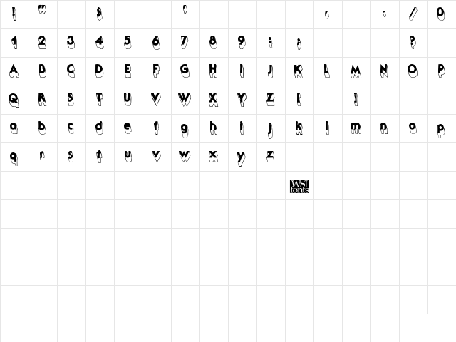Falkville3D Regular  glyph index