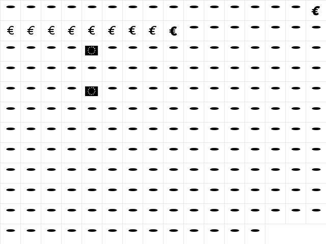 Meta Regular  glyph index