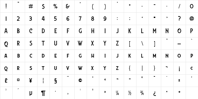 Lansdowne DEMO Regular  glyph index