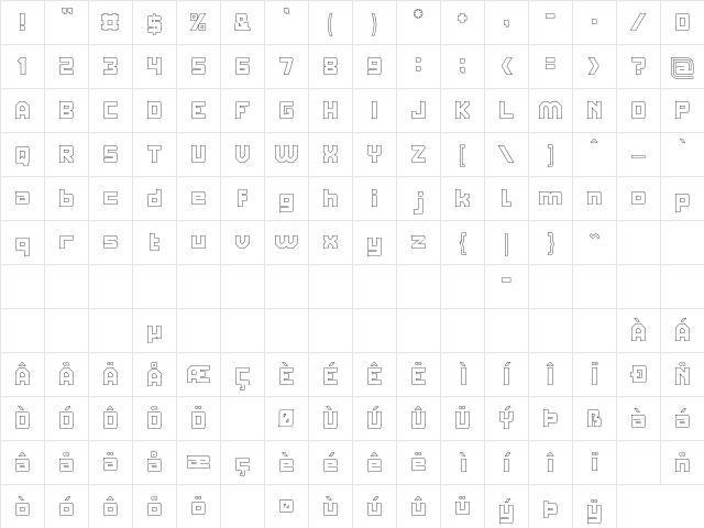 ELITE MIND-Hollow Regular  glyph index