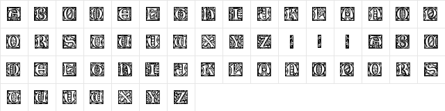 GloucesterInitials Regular  glyph index