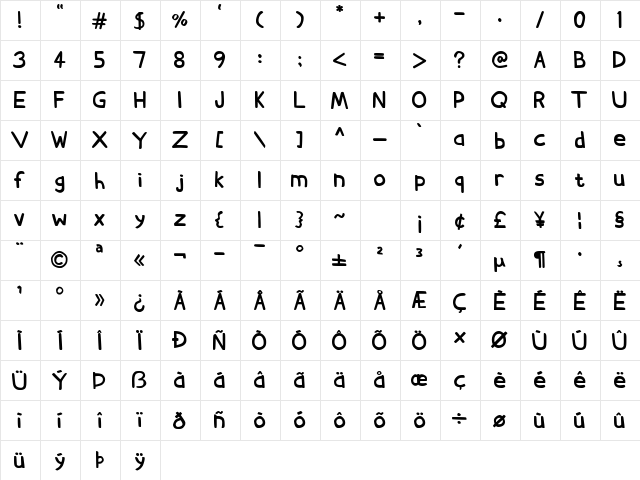 Der Neue Spargel Regular  glyph index