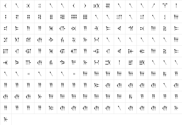 Zarathustra Regular  glyph index