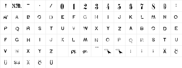 1938 STEMPEL Regular  glyph index