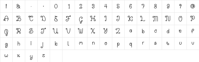 Sweet Gracia Demo Regular  glyph index