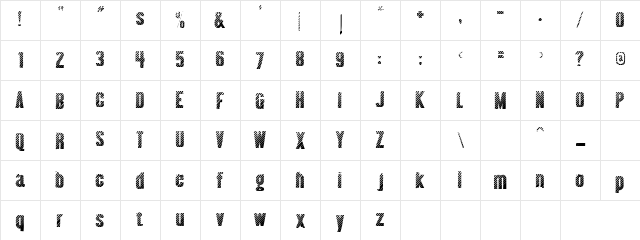 Engrave Regular  glyph index