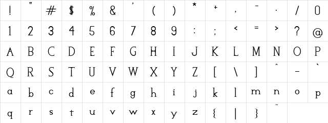 Rachel's Requiem Regular  glyph index