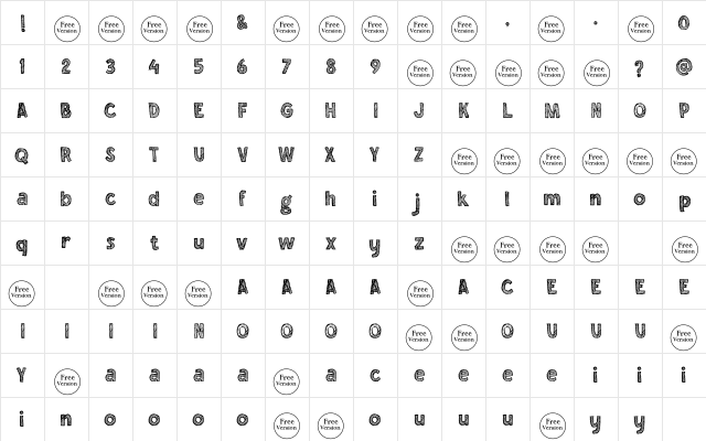 Chalkboy Free Trial Regular  glyph index