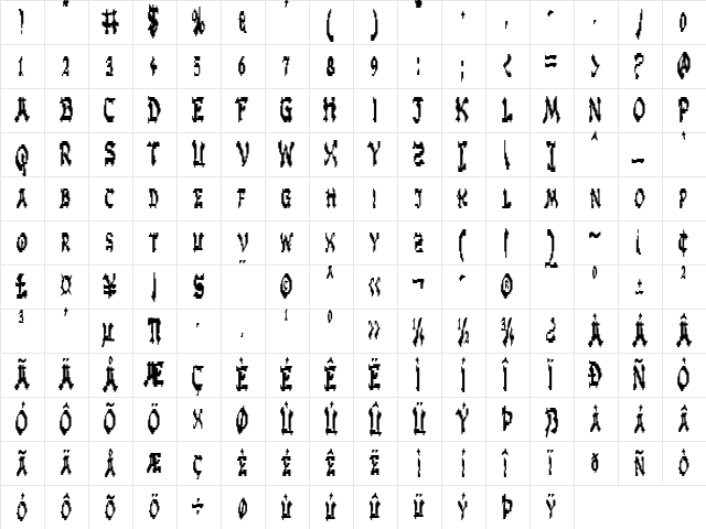 Zen Masters Condensed Condensed  glyph index