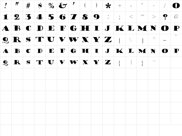 Hermann Regular  glyph index