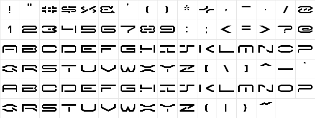 XenoSpace Regular  glyph index