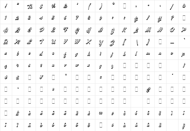 Gillies Gothic Ex Bd Shaded LET Plain  glyph index