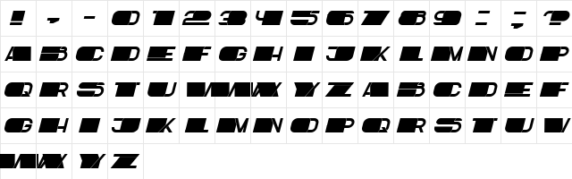 Latest Italic  glyph index