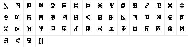 Digicode Bold Bold  glyph index