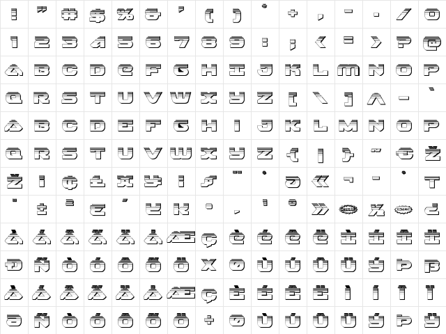 Skyhawk Platinum Regular  glyph index