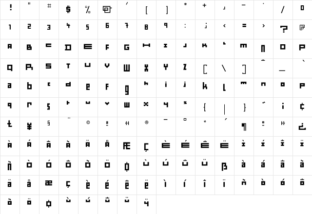 Minimum NoirPlafond  glyph index