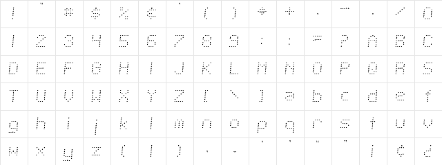 SF Telegraphic Light Italic  glyph index