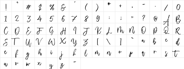 Almonade Regular  glyph index