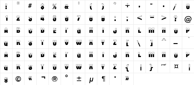 AlternaTitulB&W Regular  glyph index