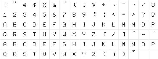 Receipt Demo Regular  glyph index