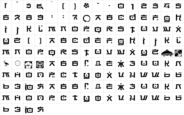 DSJapanCyr Normal  glyph index