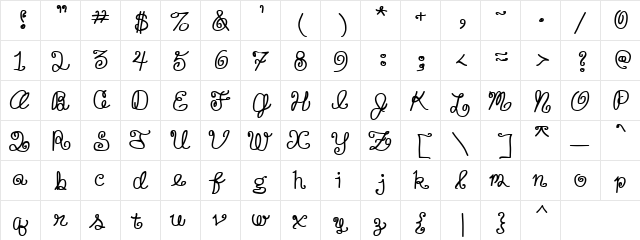 Ducky Cowgrrrl luvs Rudy Cowboy Regular  glyph index