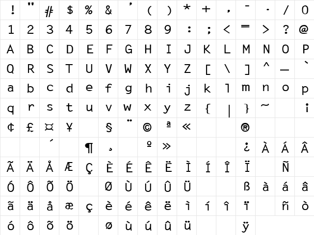 Celebration Day 9 Regular  glyph index