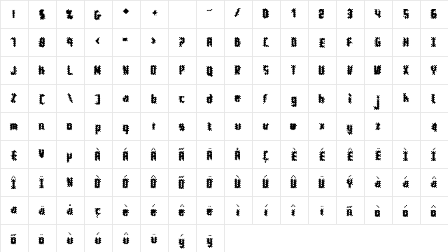 10pt Chaos Regular  glyph index
