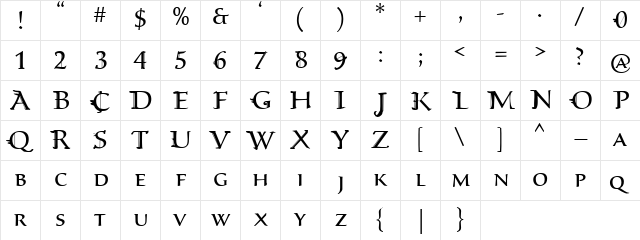 Drunken Gryphon Drunken Gryphon  glyph index