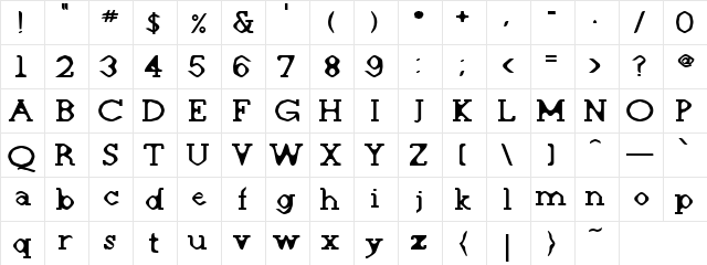 Deskomora Regular  glyph index