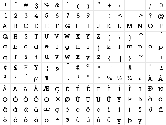 ITCLubalinGraph-Medium Medium  glyph index