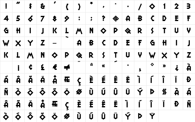 CampGranadaNF Regular  glyph index