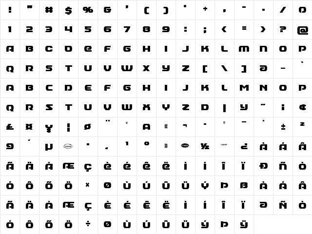 Annapolis Condensed Condensed  glyph index