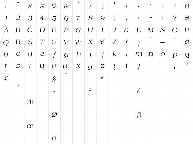 One Way Out 4 Regular  glyph index